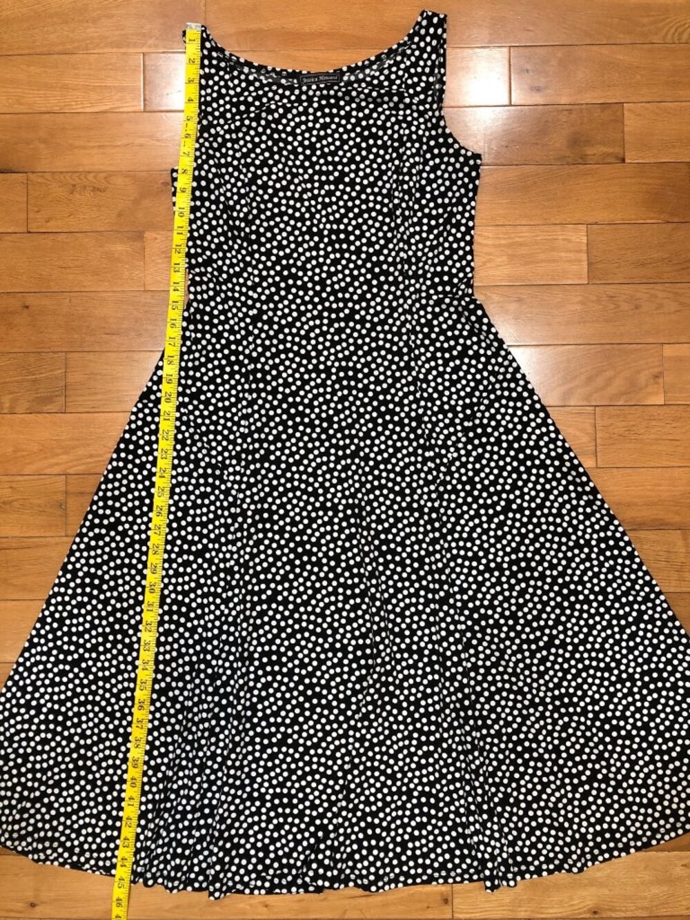 Jessica Howard Sleeveless Fit & Flare Black & White Polka Dot Midi Dress Size 8 - Picture 7 of 9